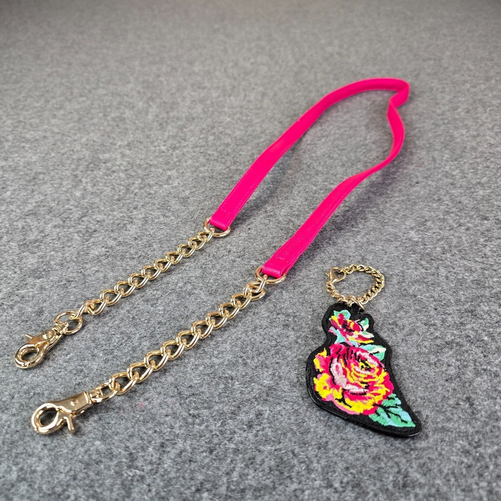 Betsey Johnson Pink Crossbody Strap Gold Chain Replacement Strap Floral Charm